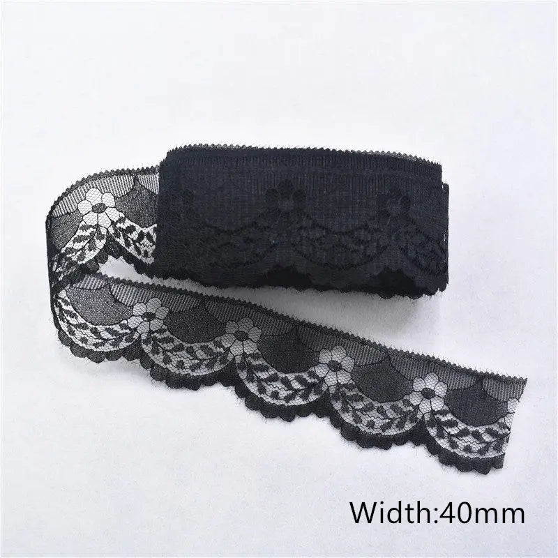 Lace Trim 10 Yards, Black Lace Ribbon for Sewing, Vintage Lace Trim for DIY Crafts, Planner Decorating, Fabric Accent Wide 14