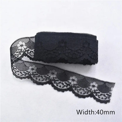 Lace Trim 10 Yards, Black Lace Ribbon for Sewing, Vintage Lace Trim for DIY Crafts, Planner Decorating, Fabric Accent Wide 14