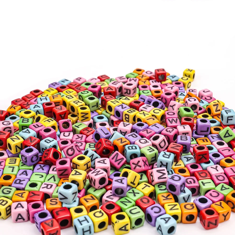 500/300pcsAcrylic Alphabet Cube Beads, Assorted A-Z Letter Spacer Beads for Bracelet, Necklace DIY Jewelry Making Craft Suppl