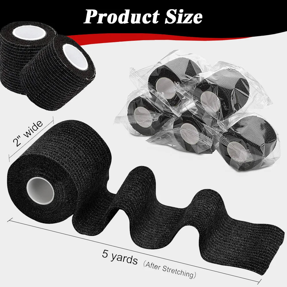 48/24/12/6/3PCS Black Tattoo Grip Bandage Cover Wraps Tapes Self-adhesive Elastic Bandage for Tattoo Machine Tattoo Accessori