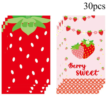 30pcs Strawberry Print Gift Bags Birthday Party Favor Bags Holiday Souvenir Bags