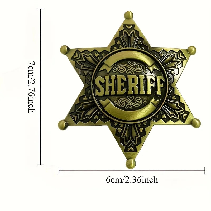 Vintage Western 1pc Metal Sheriff Badge|Premium Metallic Finish | Ideal for Themed Parties,Festivals & Cowboy Outfit Accessor