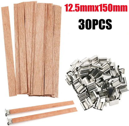 Handmade Soy Wax Candle Wooden Wick DIY Aromatherapy Candle Single Direction Wick Paraffin Wax Candle Crafting Guide - M-30PC