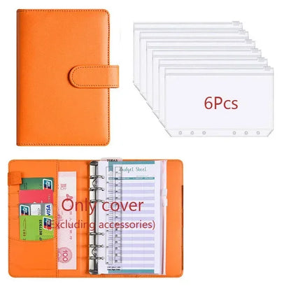 2026 A6 Binder Budget PU Leather PlannerPockets Expense Budget Sheets Notebook Cash Envelope Organizer System with Clear Zipp