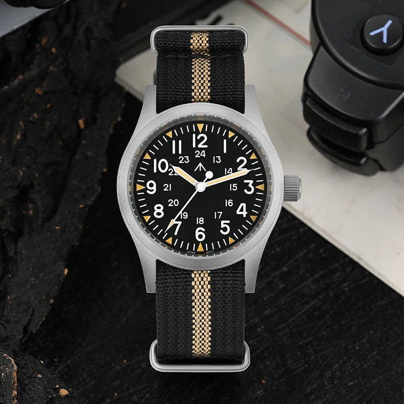Militado ML05 Vintage Watch VH31 Sweep Second Movement Domed Sapphire Crystal With High Clear AR Coating Luminous 38mm Watche