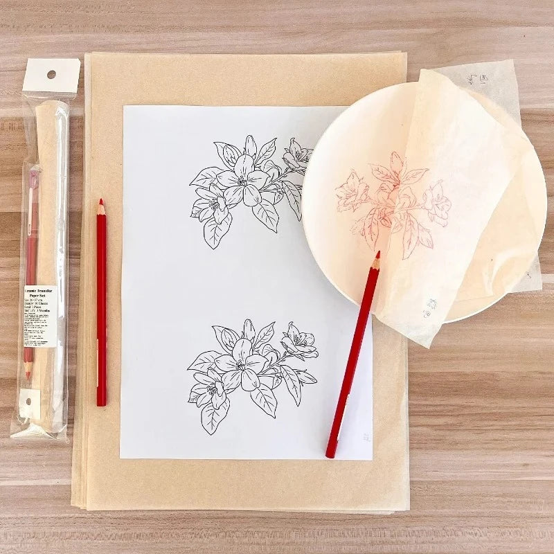 Pottery Art Transfer Paper Set Handmade DIY Ceramic Handicrafts Carving Pattern Texture Transfer Printing Auxiliary Tools Set