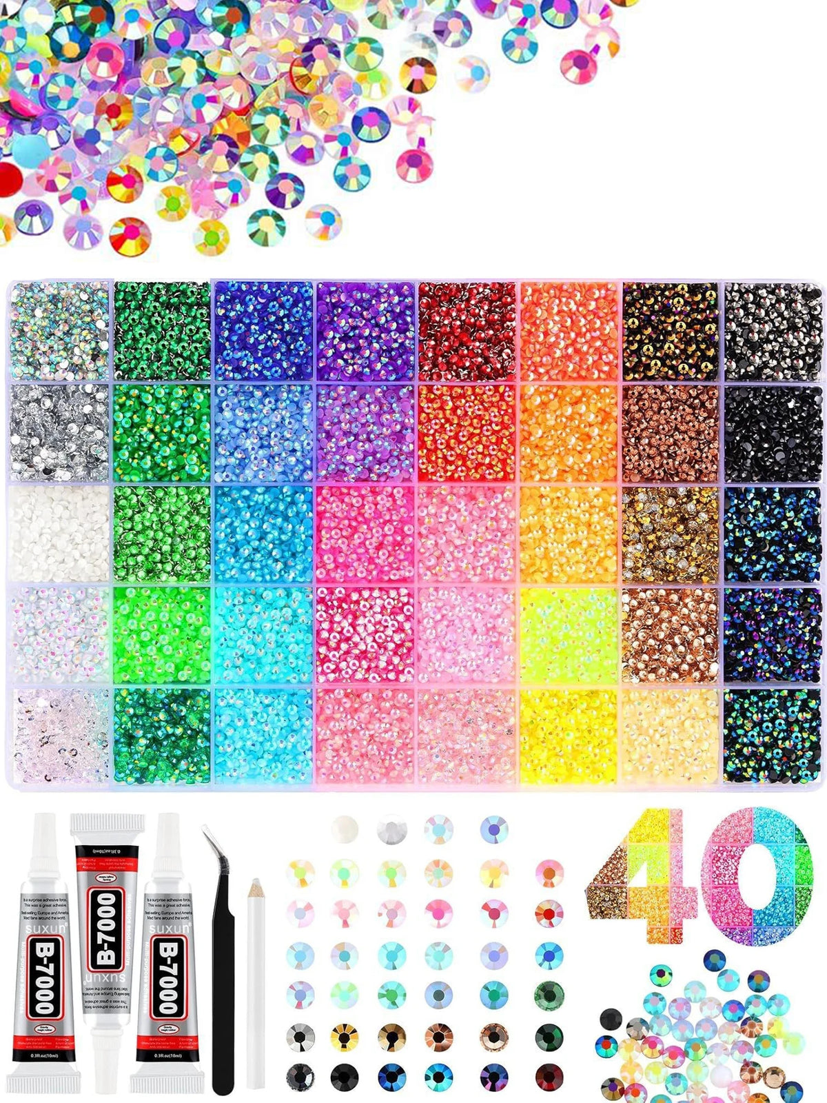 Resin Rhinestone Bedazzling Kit 3mm Small, Jelly Rhinestone Kit for Bedazzling Flatback Gems, for Clothes Nail Book Diy