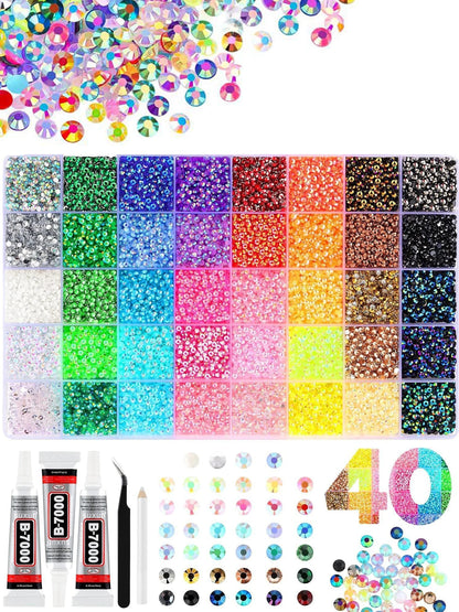 Resin Rhinestone Bedazzling Kit 3mm Small, Jelly Rhinestone Kit for Bedazzling Flatback Gems, for Clothes Nail Book Diy