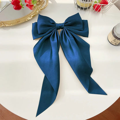 Bow Ribbon Hair Clip for Women Bowknot Barrettes Girls Solid Stain Spring Ponytail Clip Headband Hair Accessories Headwear Gi