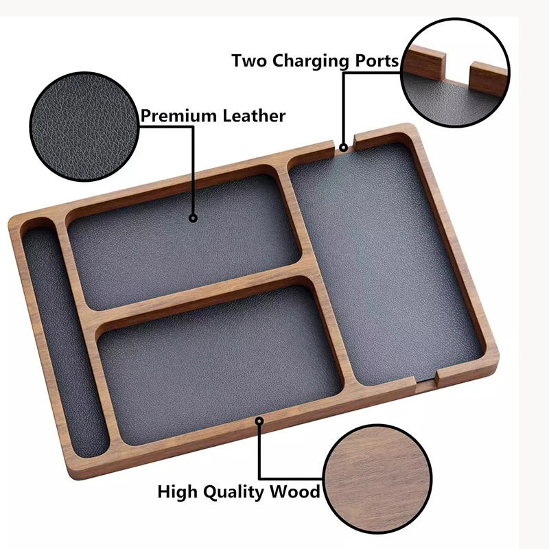 ooden Office Desktop Storage Box Solid Wood Partition Storage Box Mobile Phone Headphone Debris Storage Box Wooden Storage Tr