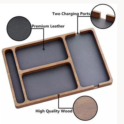ooden Office Desktop Storage Box Solid Wood Partition Storage Box Mobile Phone Headphone Debris Storage Box Wooden Storage Tr