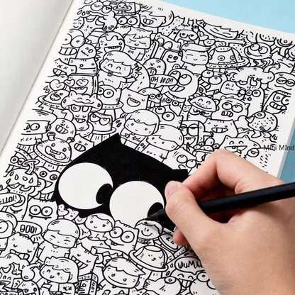 A sketchbook for copying and coloring with random patterns that are not repetitive.