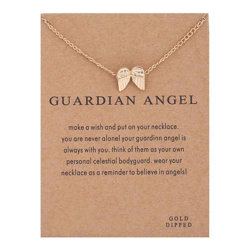New Trendy Fashion Silver Gold Color Alloy Heavenly Angel Wings Pendant Necklaces for Women Girl Fashion Jewelry - Guardian A