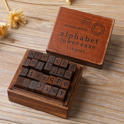Journal Go 28pcs Alphabet Number Week Stamps Vintage Wooden Letter Stamp Set for Craft Card Making Planner Scrapbooking Journ