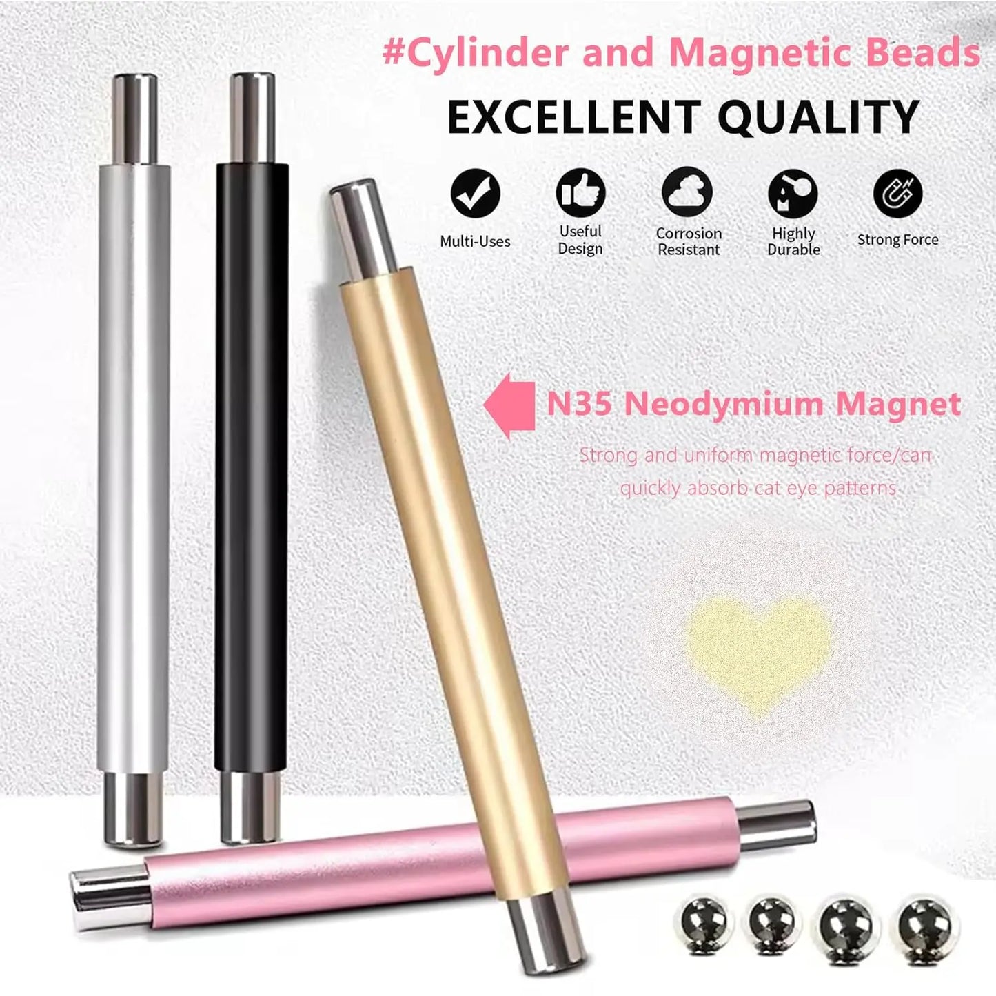 1/2Pcs Nail Cat Eye Magnetic Ball With Nail Magnetic Stick Tool Set Double-head Strong Magnet Pen 3D Cat Eye Gel Nail Supplie