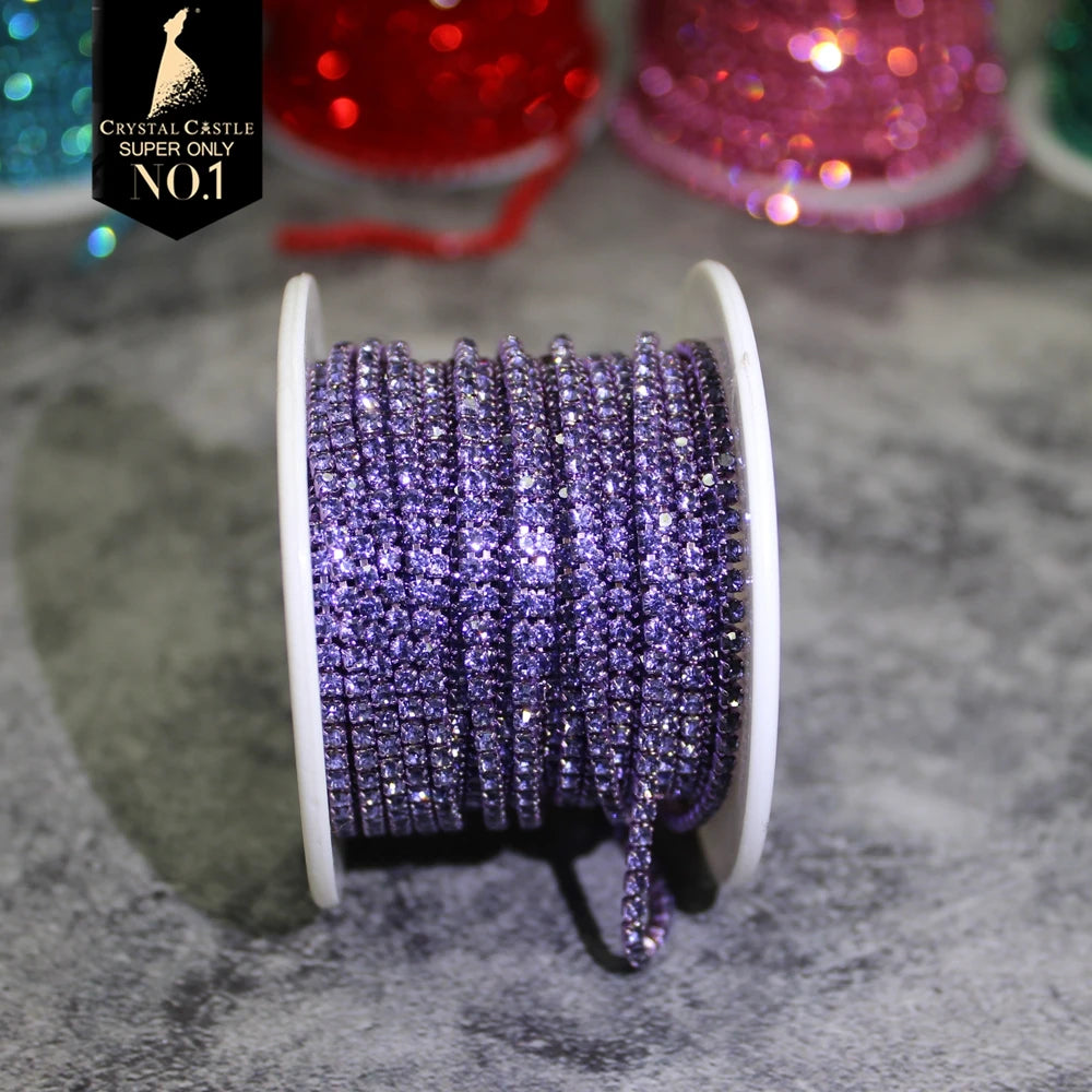 Rhinestones Chain Roll Tassel 1/10Yard Crystal Ribbon Strass Banding Sew On Gold Rhinestone Trim Strip Cup Chains For Needlew