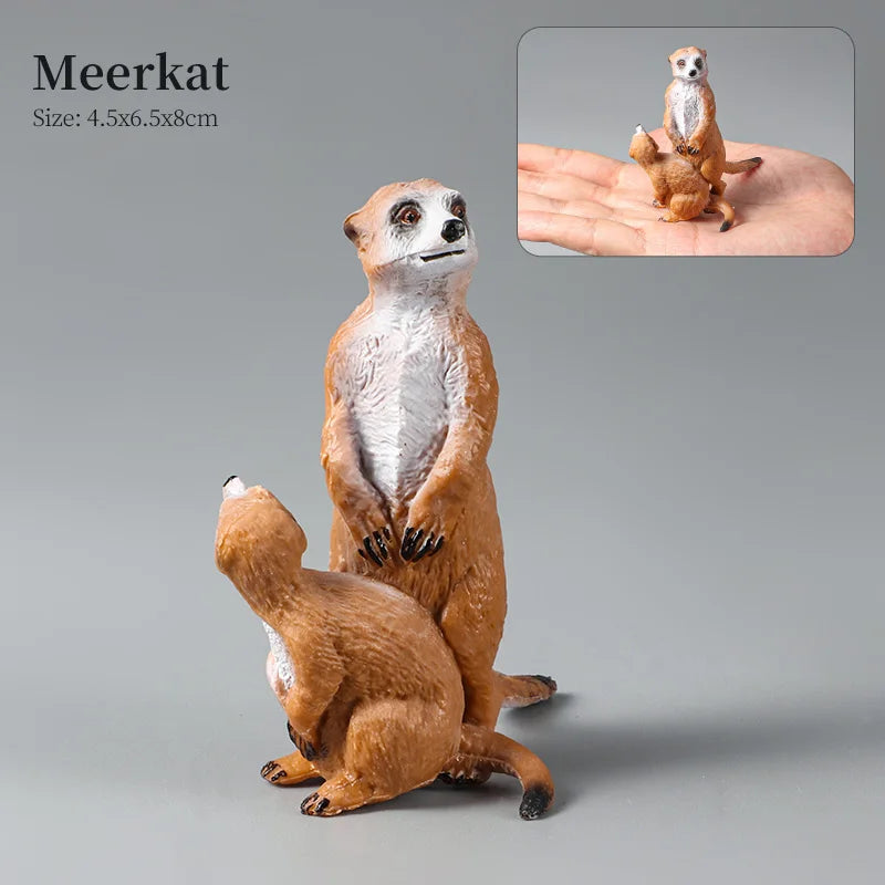 Montessori Wild Animals Model Toy Set - Lion Elephant Antelope Action Figures Miniature Zoo Figurines Educational Kids Gift -