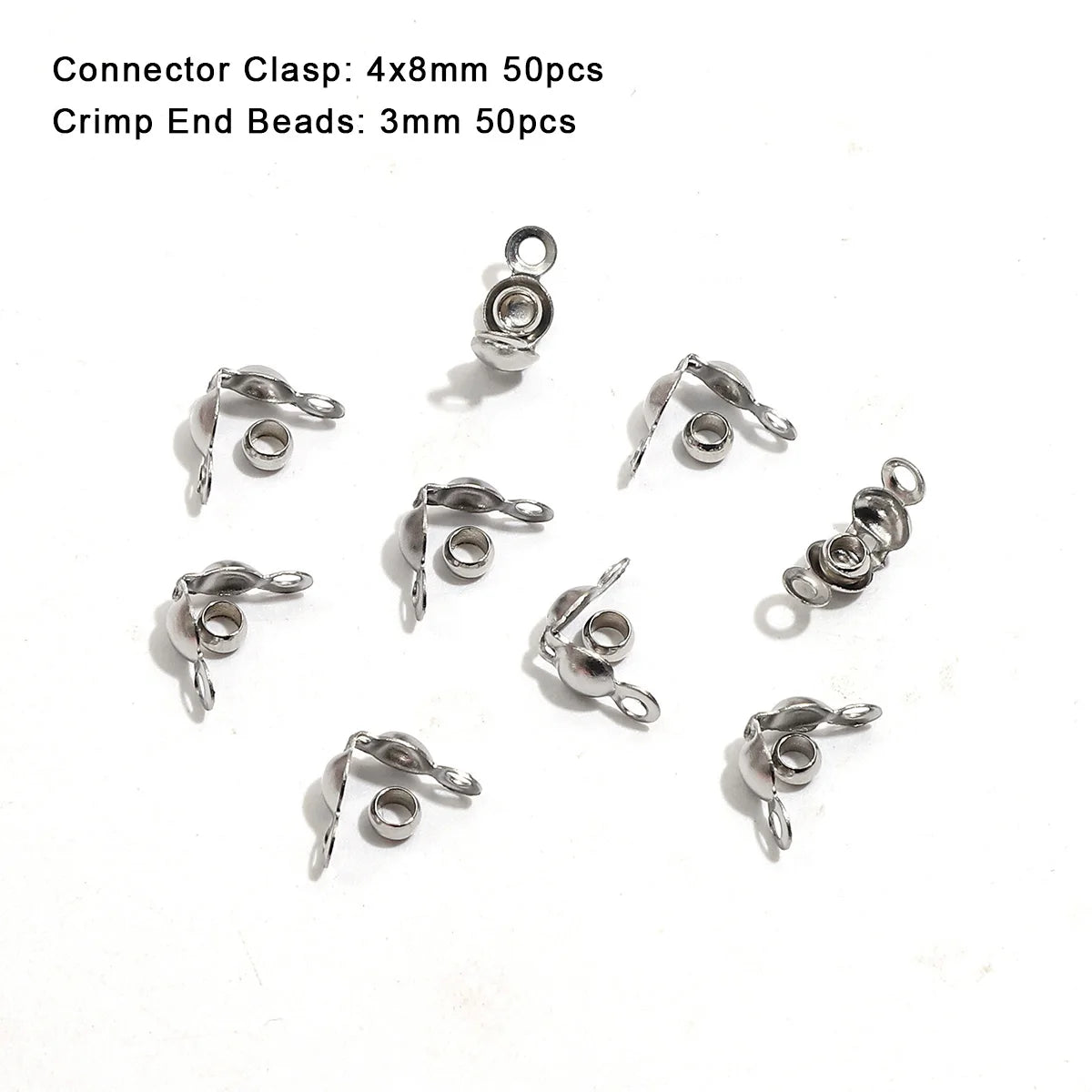 100pcs/lot Stainless Steel Gold Plated Connector Clasp Crimp End Beads For Bracelet Necklace Chains DIY Jewelry Making Suppli