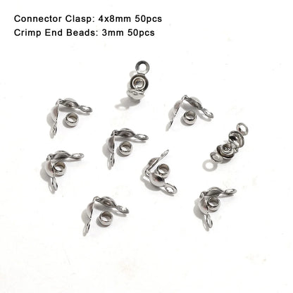 100pcs/lot Stainless Steel Gold Plated Connector Clasp Crimp End Beads For Bracelet Necklace Chains DIY Jewelry Making Suppli