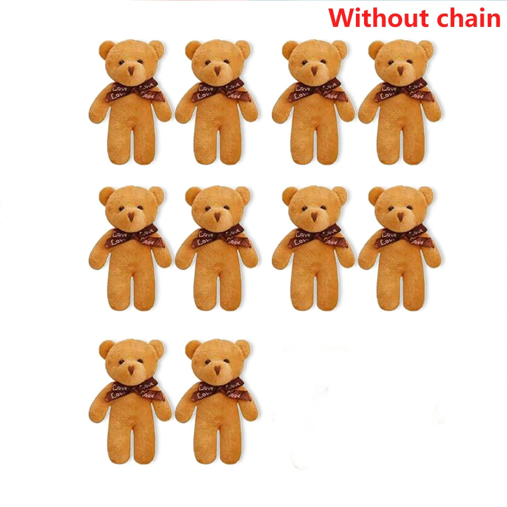 10pcs/Pack 12CM Couple Bear Flower Bouquet Dolls Mini Foam Teddy Bears Plush DIY Valentines Flower Gifts Packaging Accessor p