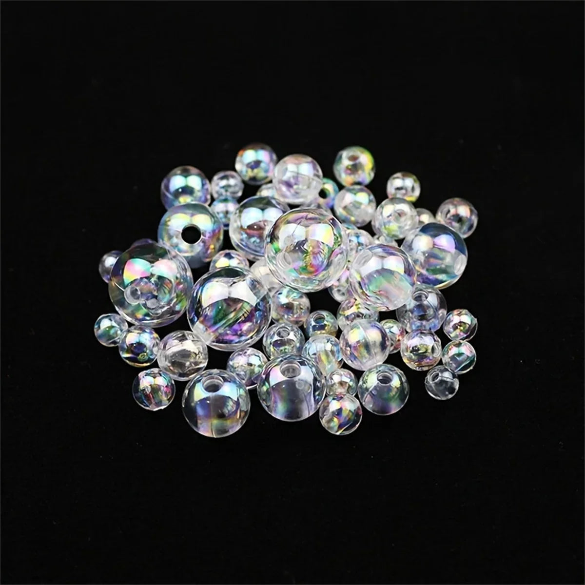 6mm/8mm/10mm Acrylic Round Craft Beads - Transparent White, for DIY Crafts & Decoration
