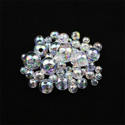 6mm/8mm/10mm Acrylic Round Craft Beads - Transparent White, for DIY Crafts & Decoration