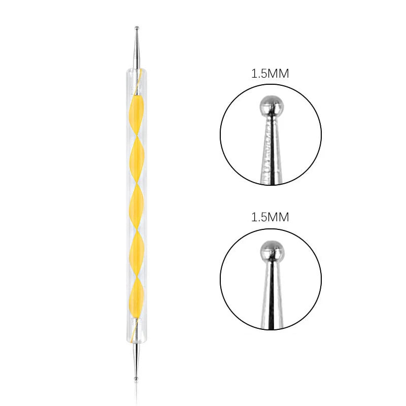 Nail Art Dotting Pen, Spiral Rod Hook Pen, Drawing Painting Marbleizing DIY Manicure tools - Yellow