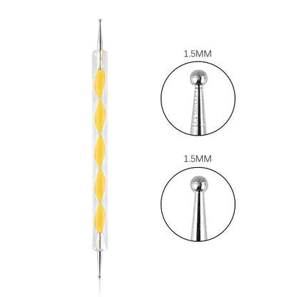 Nail Art Dotting Pen, Spiral Rod Hook Pen, Drawing Painting Marbleizing DIY Manicure tools - Yellow