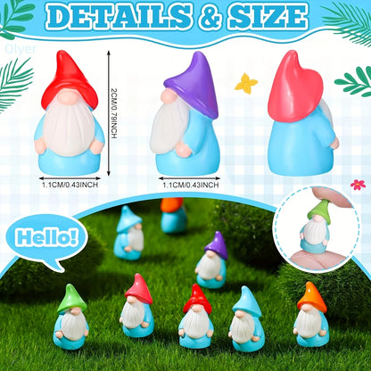 10/20/50/100pcs Mini Resin Gnomes Statues Ornaments Random Color Cute Fairy Miniature Gnome Figurines For Miniature Garden