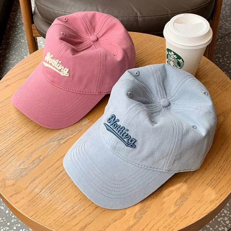 Letter Embroidery Baseball Hat For Women Men Fashion Sunscreen Hat Outdoor Sunshade Peaked Caps Solid Color Visors