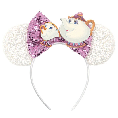 New Christmas Halloween Mouse Ears Headband Cartoon Sequin Bows Headband Birthday Party Princess Cosplay Costume For Women Ad