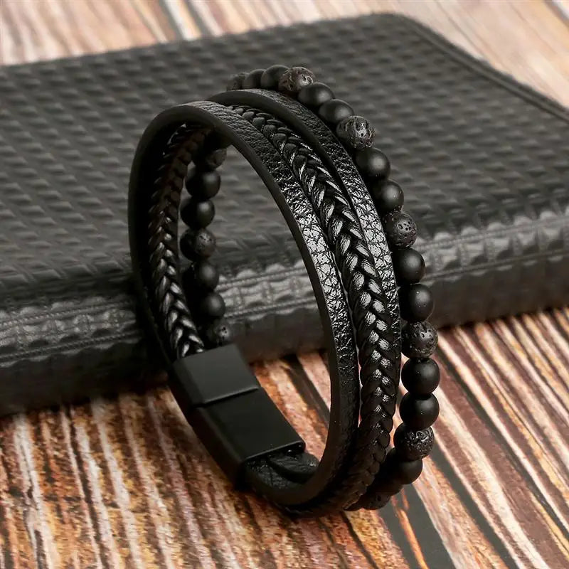 Classic Men's Leather Bracelet New Style Hand-woven Multi-layer Combination Accessory Fashion Man Jewelry