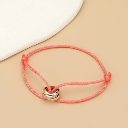 Simple Fashion Unisex Bracelet 3 Metal Round Circle Accessory Adjustable Men's Rope Bracelet for Women Jewelry Gifts