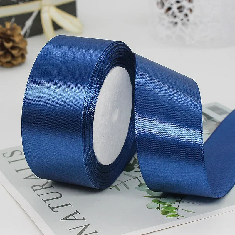 25yards/Roll 40mm Satin Ribbons Crafts Bow DIY Gift Wrap Wine Red Orange Yellow Green Blue Purple Black Gray Gold White Ribbo