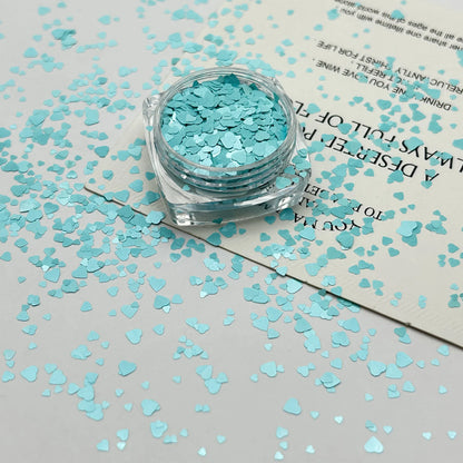 Mixed Star Nail Glitter Accessories Size Mixed Silver Pentagram Mini Color Ultra-thin Nail Patch Decoration - Heart(mix blue)