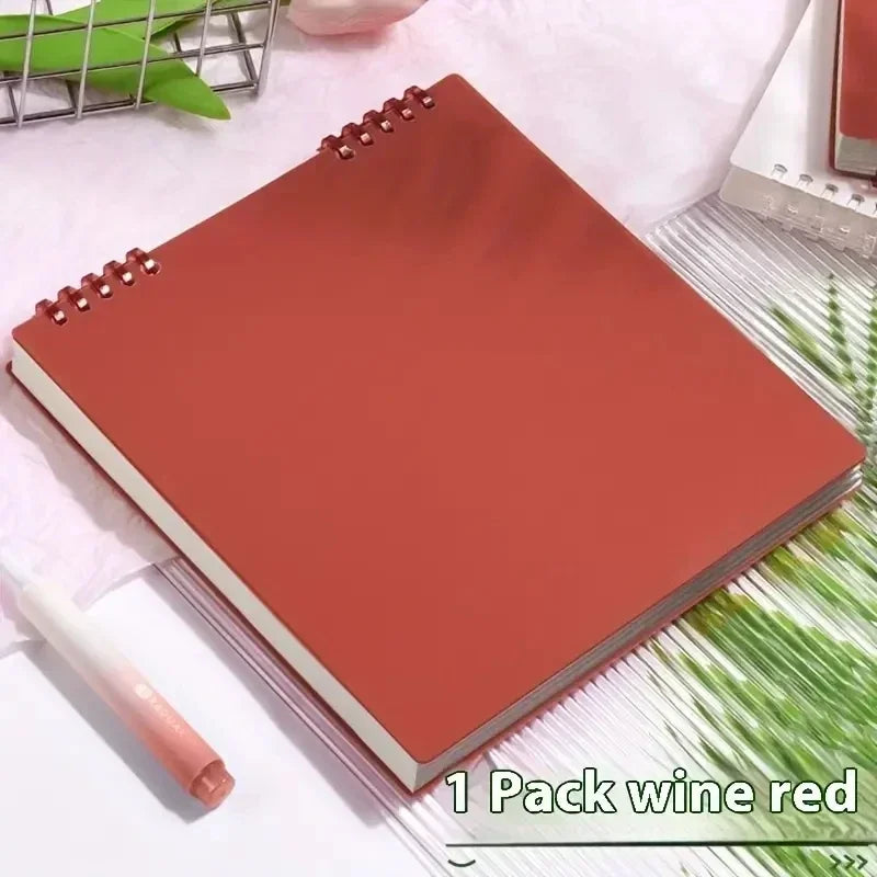 Grid Notepad B5 Sketch Book Notebooks Leaf Notebook Diary Flip Stationery Journal Writing Pads Office School Supplies - Red