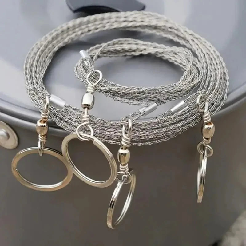 1-3M Outdoor Hand Drawn Rope Saw Portable Stainless Steel Wire Saw Manual Cutting Chain Camping Hiking Survive Woodworking To