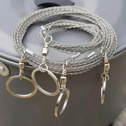 1-3M Outdoor Hand Drawn Rope Saw Portable Stainless Steel Wire Saw Manual Cutting Chain Camping Hiking Survive Woodworking To