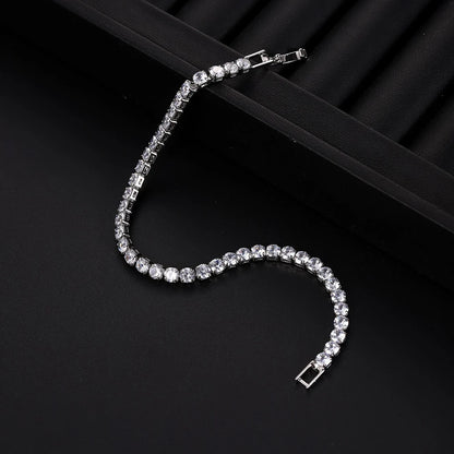 Luxury Hiphop Iced Out 4mm Cubic Zirconia Crystal Tennis Bracelets For Women Men Gold Color Silver Color Bracelet Chain Jewel