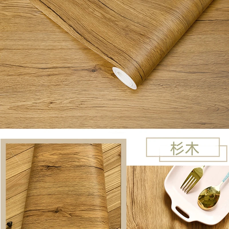 Wood Grain DIY Sticker PVC Self Adhesive Waterproof Wallpapers Renovation Furnitures Wall Stickers Home Decor Sticky Paper De