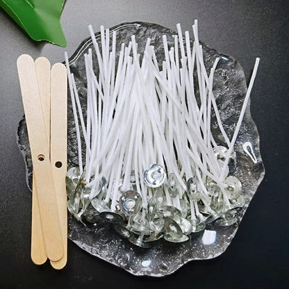53pcs Candle Wicks Holder Waxed Cotton Candle Wicks Set with Stand Original Smokeless Candle Wicks Soy Oil Wax Core Woven Mak