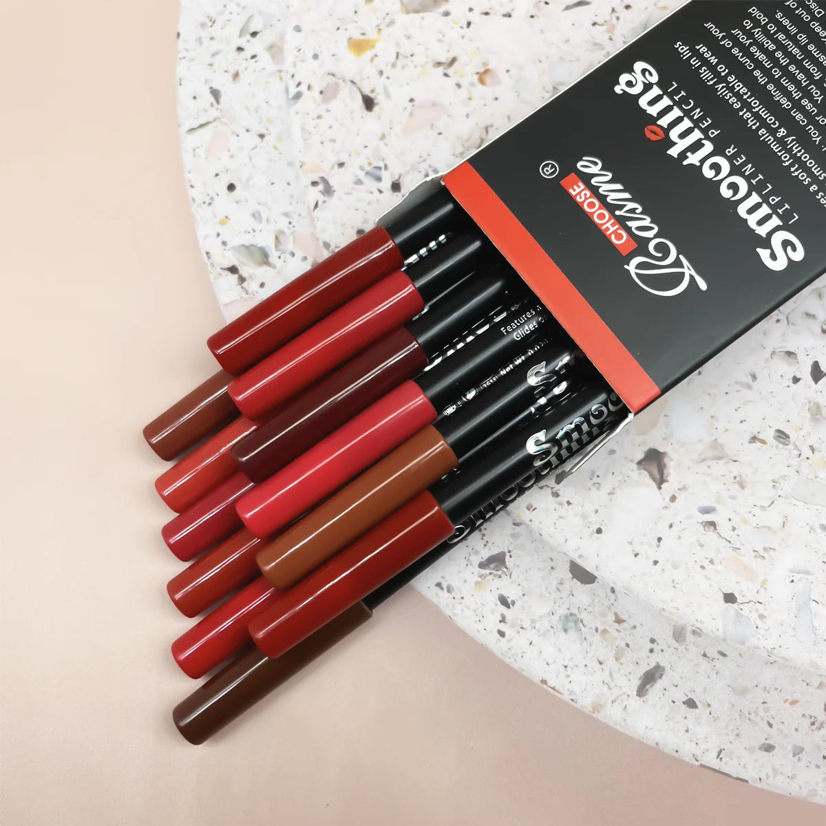 12 Pcs Long-Lasting Lipstick Set with Professional Lip Liner Pencil and Matte Lip Gloss for Women Valentine's Day Gifts