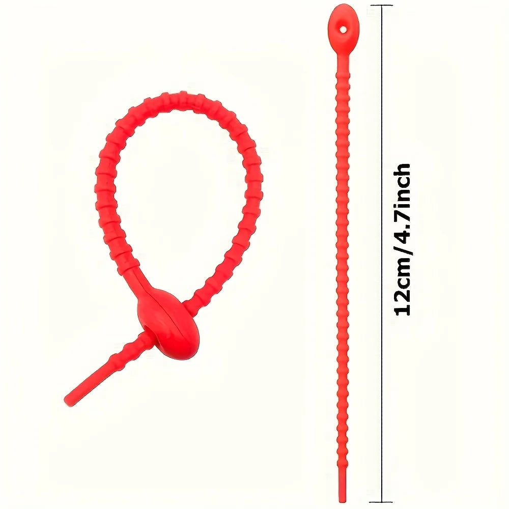 Silicone Reusable Cable Organizer Storage Bag Tie, Wire Management Zipper Tie, Multi-Functional Bag Clip, Organizer Clip Cabl