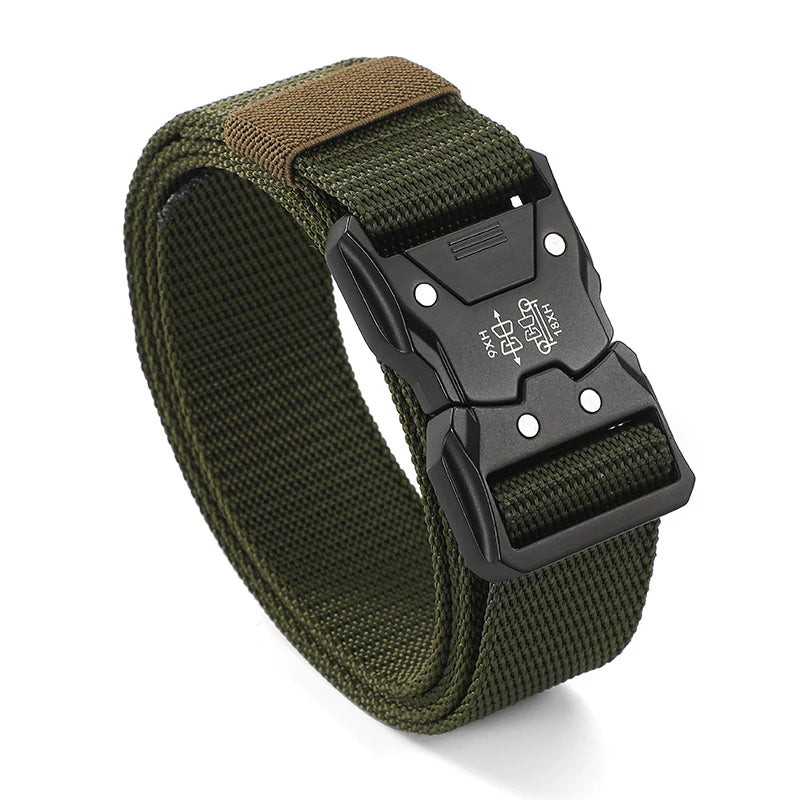 Men's Belt Outdoor Hunting Tactics Belt Multi functional Buckle Nylon Belt Marine Corps Canvas Belt - Grey-SL128