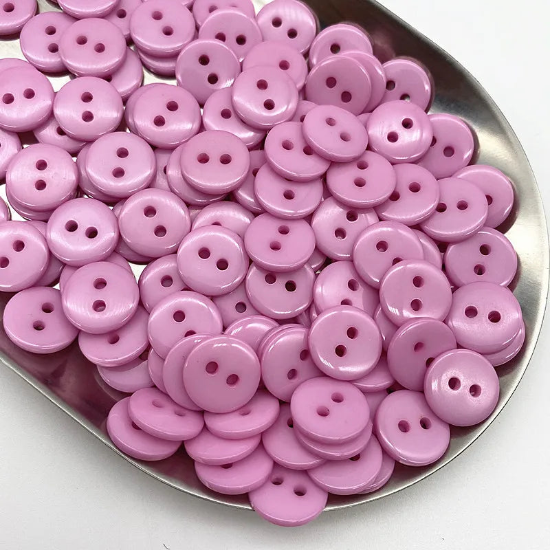 50pcs 11.5mm Colours Double Eye Bread Button Round Resin Sewing Buttons Diy Scrapbooking Multicolour - 15