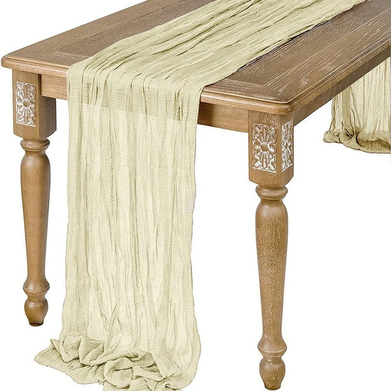 Semi-Sheer Gauze Table Runner Sage Cheesecloth Table Setting Dining Vintage Wedding Decoration Banquets Arches Retro Boho Dec