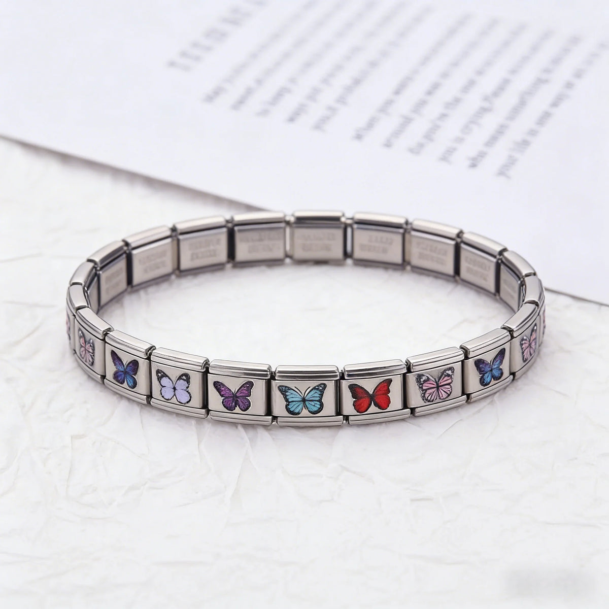 For Women Men Italian Charm Link 9mm Width Silver Gold Color Stainless Steel Bracelets on Hand DIY Making Jewelry - Type10