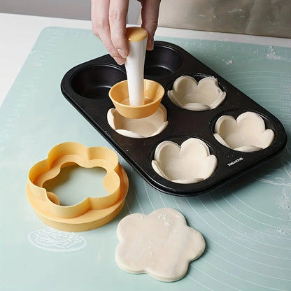Pastry Dough Tamper Set Flower Shaped Cutter Cake Mold Creative Cake Cup Presser Biscuit Mold Pie Tamper Kitchen DIY Baking T