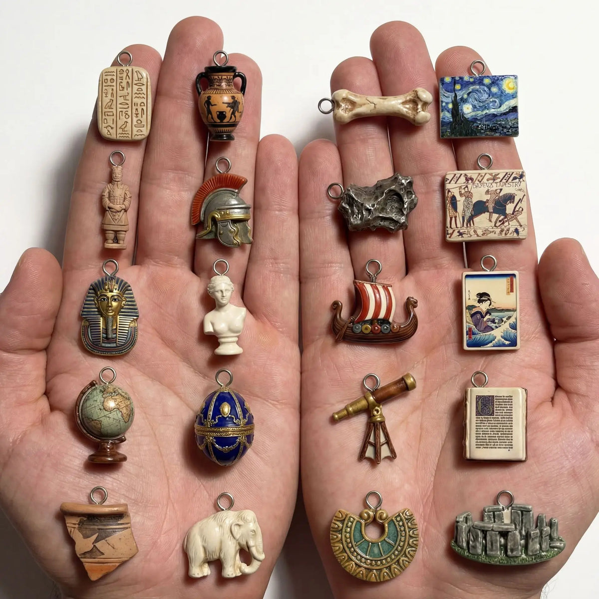 Mini World History Antique Figurine Charms Artifact Pendant, Vintage Ornaments For Necklace Bracelet Bag DIY Jewelry Making
