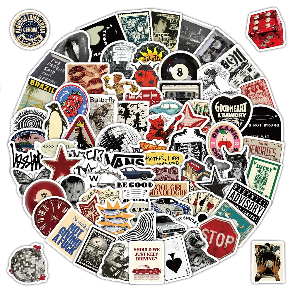 103 Sheets American Vintage Stickers, Retro Aesthetic Decorative Decals for Phone Case Laptop Journal Papery Pop Store